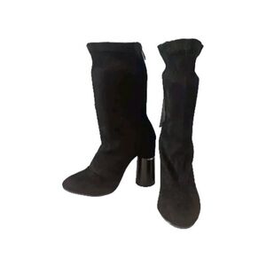 Public Desire Black Suede Boots, Size US 5